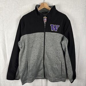 Washington Huskies Jacket Fleece Gray Black‎ Full Zip Size XL Captivating NWT